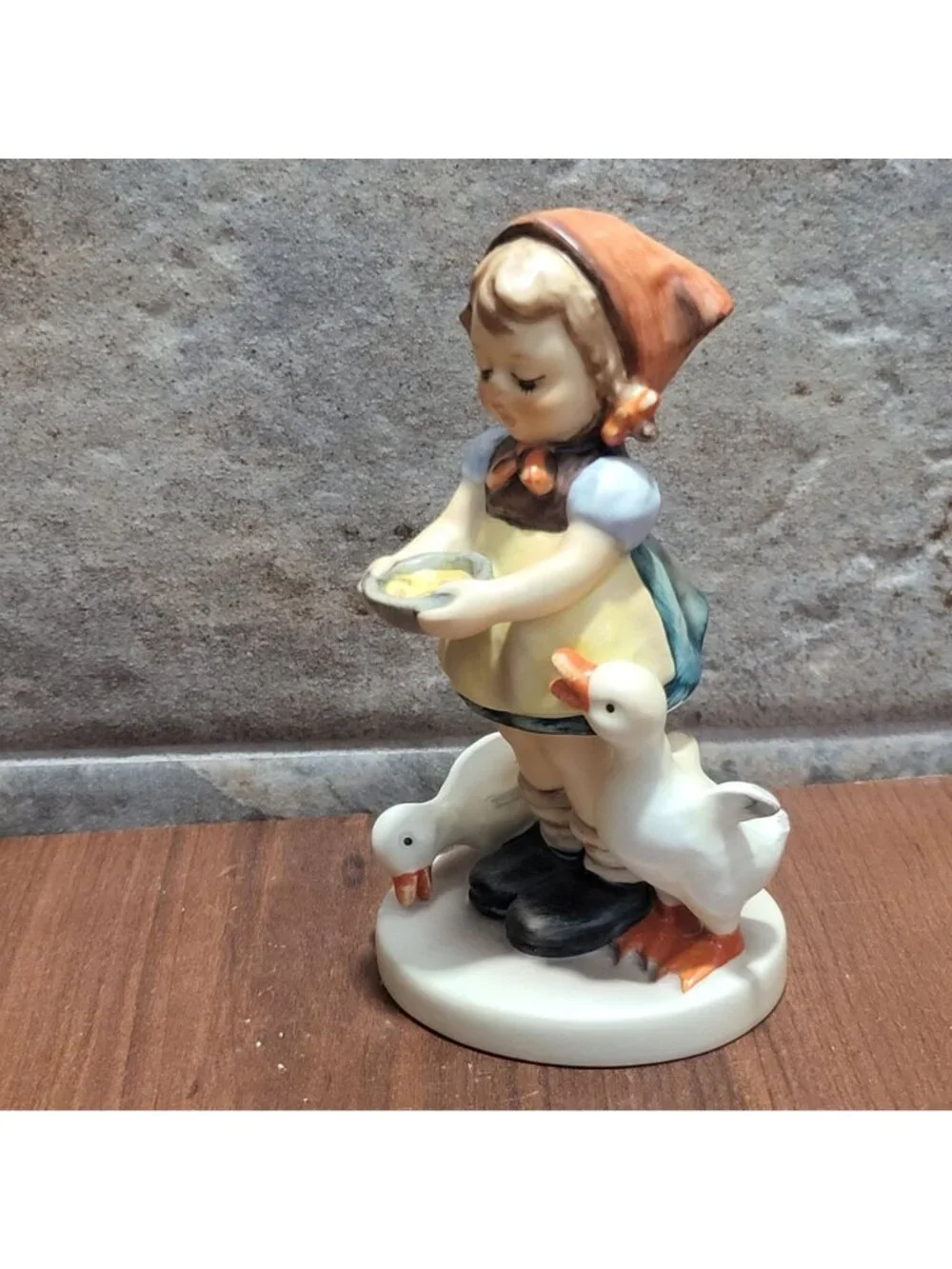 Vintage Goebel Hummel Figurine Be Patient 197 TMK 6 Germany Girl Geese Ducks